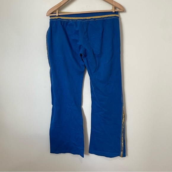 Y2K Vintage Baby Phat Flare Leg Low Rise Sweatpants Blue and Gold Size Small - Picture 2 of 5